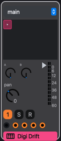 The colored cells above the track name launch patterns for this track.